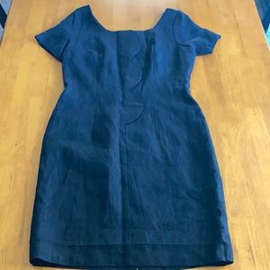 Vintage Santa Fe Short Sleeve Linen Dress Black